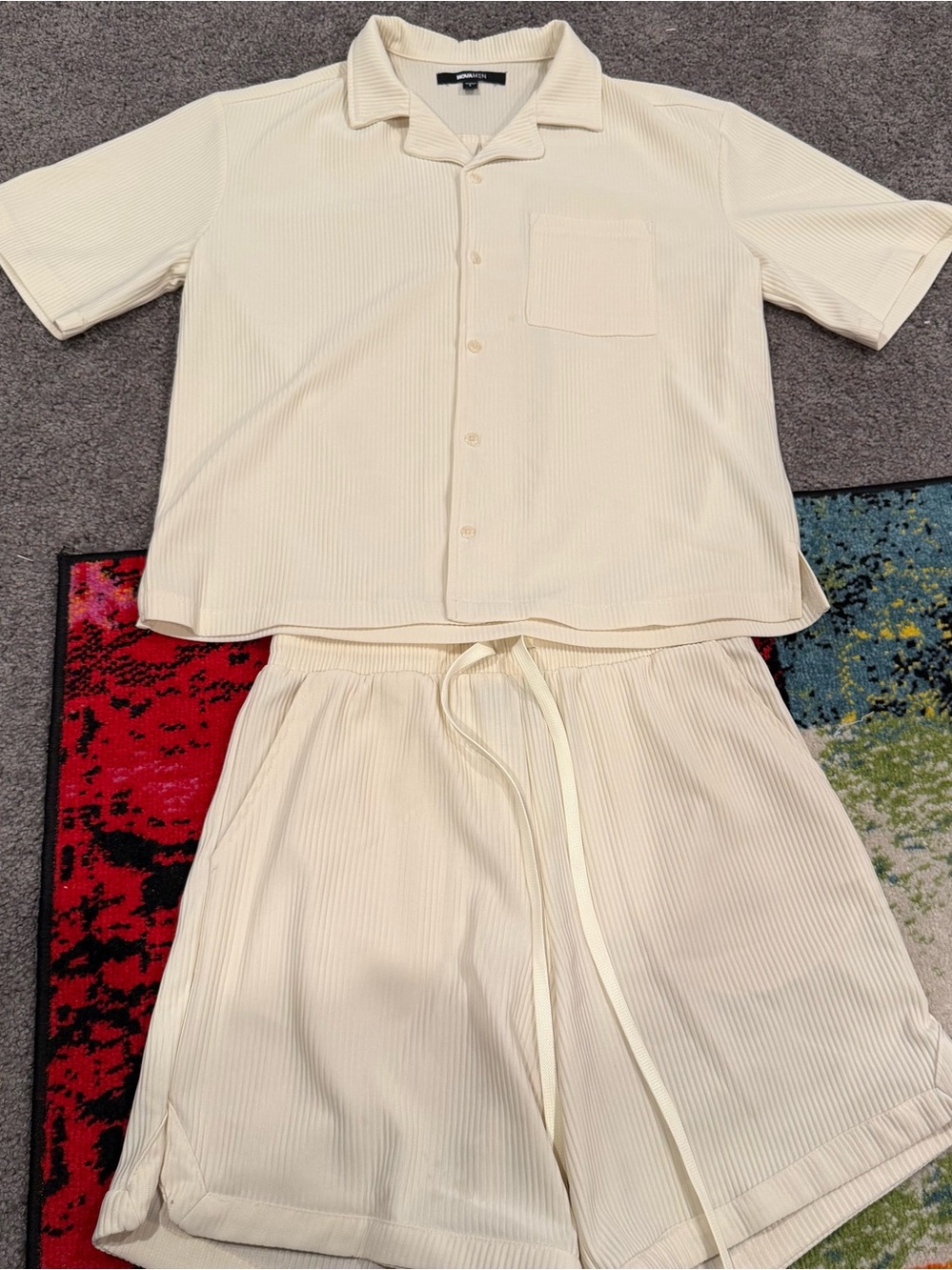 Fashion Nova Off-White Ribbed Short Set Small